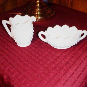 *** HOBNAIL *** CREAM & SUGAR MILK GLASS